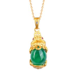 Buddha Stones Natural Jade PiXiu Balance Necklace Necklace BS main