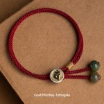 Buddha Stones 925 Sterling Silver Handmade Chinese Zodiac Natal Buddha Cyan Bodhi Seed Protection Braided Red String Bracelet Bracelet BS Goat/Monkey-Tathagata(Wrist Circumference 14-18cm)