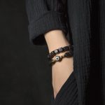 Buddha Stones Ebony Wood Dzi Bead Copper Peace Couple Bracelet Bracelet BS 2