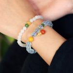 Buddha Stones Aquamarine Red Agate Peace Gourd Charm Bracelet Bracelet BS 4
