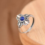 Buddha Stones Tibet 925 Sterling Silver Natural Lazurite Positive Adjustable Ring Ring BS 1