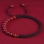 Buddha Stones Natural Cinnabar King Kong Knot Blessing String Bracelet Bracelet BS Cinnabar Brown String 8mm
