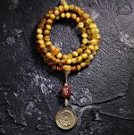 Buddha Stones 108 Mala Beads Natural Tiger Eye Copper Dorje Protection Tassel Bracelet Mala Bracelet BS 8mm Tiger Eye Nine Palaces Eight Diagrams Without Copper Dorje