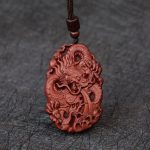 Buddha Stones Lightning Struck Jujube Wood Double Dragon Relief Ward Off Evil Spirits Necklace Pendant 7