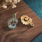 Buddha Stones Natural White Peacock Green Agate Fortune Earrings Earrings BS 4