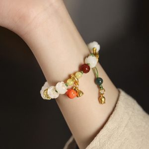 Buddha Stones Natural Bodhi Seed Lotus Pumpkin Bead Peace Harmony Bracelet Bracelet BS Bodhi Seed Butterfly Lotus Beads 8*10mm 14-15cm