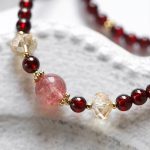 Buddha Stones 14K Gold Plated Natural Garnet Strawberry Quartz Stability Double Wrap Bracelet Bracelet BS 8