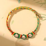 Buddha Stones Colorful Rope Zongzi Pattern Luck Handmade Child Adult Bracelet Bracelet BS Golden Colorful Rope-Three Zongzi(Green)(Wrist Circumference 12-20cm)