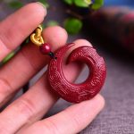 Buddha Stones One's Luck Improves Design Patern Natural Cinnabar Blessing Necklace Pendant Necklaces & Pendants BS 5
