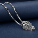 Buddha Stones Pure Tin Dragon Head Luck Protection Metal Necklace Pendant Necklaces & Pendants BS 4