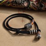 Buddha Stones Tibetan Om Mani Padme Hum Carved Amulet Double Wrap Bracelet Bracelet BS 2