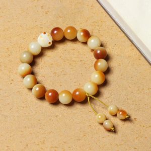Buddha Stones Natural Bodhi Seed Lovely Paw Claw Peace Wisdom Bracelet Bracelet BS Bodhi Seed(Wisdom♥Wake Up)(Wrist Circumference 14-16cm)