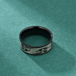 Buddha Stones Dragon Carved Protection Strength Titanium Steel Ring Ring BS 6