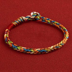 Buddha Stones "May you be healthy and happy" Lucky Multicolored Bracelet Bracelet BS 19cm 925 Silver Buckle