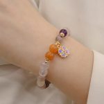 Buddha Stones Natural Purple Golden Silk Jade Violet Flower Bead Charm Wealth Bracelet Bracelet BS 5