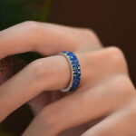 Buddha Stones Blue Auspicious Clouds Design Healing Copper Adjustable Ring Ring BS 1