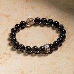 Buddha Stones Chinese Zodiac Natal Buddha 925 Sterling Silver Black Obsidian Moonstone Strength Bracelet Bracelet BS 10