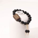 Buddha Stones Ebony Wood Scripture Engraved Peace Bracelet Bracelet BS 1