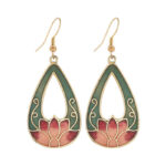 Buddha Stones Lotus Butterfly Flower Alloy Copper Enlightenment Drop Earrings Earrings BS 3