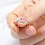 Buddha Stones Pink Crystal Soothing Rotation Ring Ring BS 3