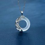 Buddha Stones Natural White Jade Koi Lucky Necklace Necklace BS 1