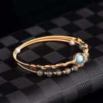 Buddha Stones Moonstone Healing Love Bracelet Bangle Bracelet Bangle BS Moonstone(Love♥Calm)