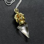 Buddha Stones Tibetan Dorje Vajra 4 Prong Lotus Liuli Crystal Strength Necklace Pendant Necklaces & Pendants BS White Dorje