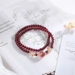 Buddha Stones 14K Gold Plated Natural Garnet Strawberry Quartz Butterfly Protection Double Wrap Bracelet Bracelet BS Garnet&Strawberry Quartz