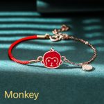 Buddha Stones 925 Sterling Silver Color-changing Chinese Zodiac Luck Protection Red String Chain Bracelet Bracelet BS Monkey(Wrist Circumference 14-15cm)