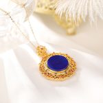 Buddha Stones 925 Sterling Silver Plated Gold Lazurite Positive Necklace Pendant Necklaces & Pendants BS 1