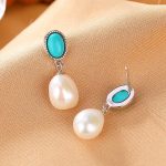 Buddha Stones 925 Sterling Silver Pearl Turquoise Healing Wisdom Necklace Pendant Ring Earrings Necklaces & Pendants BS Earrings
