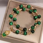 Buddha Stones Tiger Eye Pixiu Fox Money Bag Protection Self Confidence Double Wrap Bracelet Bracelet BS 8