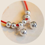 Buddhastoneshop 925 Sterling Silver Red String Braid Bell Charm Anklet