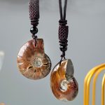 Buddha Stones Natural Ammonite Fossil Snail Pattern Meditation Healing Necklace Pendant Necklaces & Pendants BS 2