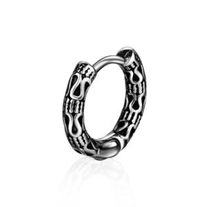 Buddha Stones Retro Pattern Titanium Steel Balance Earrings Earrings BS Silver