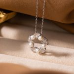 Buddha Stones 925 Sterling Silver Pearl Leaf Design Healing Wisdom Necklace Pendant Ring Earrings Set Bracelet Necklaces & Pendants BS Necklace