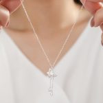 Buddha Stones 925 Sterling Silver Lotus Zircon Enlightenment Necklace Pendant 10