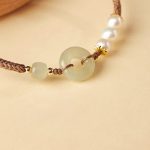 Buddhastoneshop Natural Hetian Jade Pearl Peace Buckle Luck Bracelet