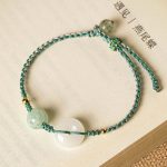 Buddha Stones White Jade Peace Buckle Pumpkin Bead Luck Blessing Braided Bracelet Bracelet BS 6