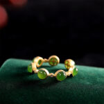 Buddha Stones Cyan Jade Healing Calm Adjustable Ring Rings BS 10