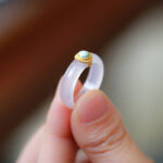 Buddha Stones White Agate Cyan Jade Turquoise Red Agate Luck Protection Ring Rings BS Turquoise Large