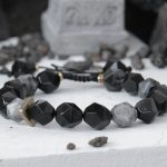 Buddha Stones Black Obsidian Black Glitter Stone Purification Bracelet Bracelet BS 5