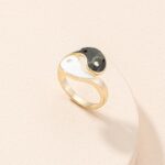 Buddha Stones Yin Yang Symbol Adjustable Blessing Couple Ring Rings BS Yin Yang Ring