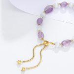 Buddha Stones Amethyst Pink Crystal Black Rutilated Quartz Spiritual Awareness Bracelet Bracelet BS 3