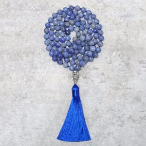 Buddha Stones 108 Mala Blue Aventurine Beads Yoga Meditation Prayer Beads Necklace Bracelet BS main