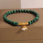 Buddha Stones Natural Malachite Pearl Lucky Bamboo Anti-Anxiety Bracelet Bracelet BS 3