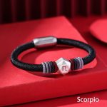 Buddha Stones 999 Sterling Silver 12 Constellations of the Zodiac Blessing Handmade String Bracelet Bracelet BS Scorpio