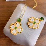 Buddha Stones 925 Sterling Silver Lucky Four Leaf Clover Jade Prosperity Necklace Chain Pendant Necklaces & Pendants BS 11