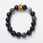 Buddha Stones Natural Silver Sheen Obsidian Dragon Green Phantom Protection Bracelet Bracelet BS 1
