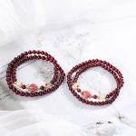 Buddha Stones 14K Gold Plated Natural Garnet Strawberry Quartz Butterfly Protection Double Wrap Bracelet Bracelet BS 1